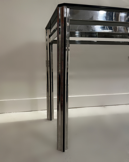 George ciancimino console table in Chrome and Smoked Glass, 1970 image 4
