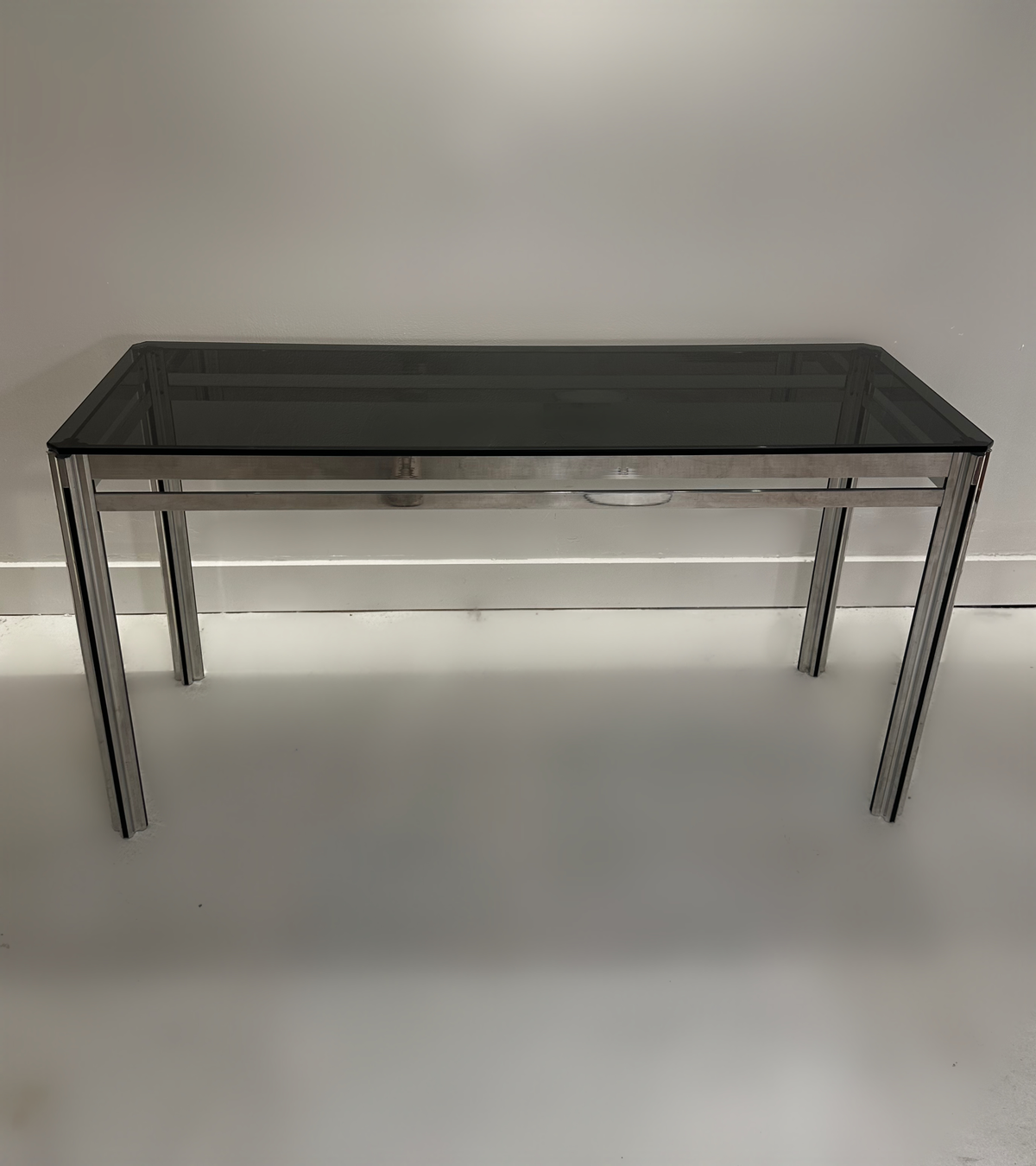 George ciancimino console table in Chrome and Smoked Glass, 1970 image 2