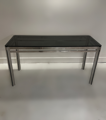 George ciancimino console table in Chrome and Smoked Glass, 1970 image 2