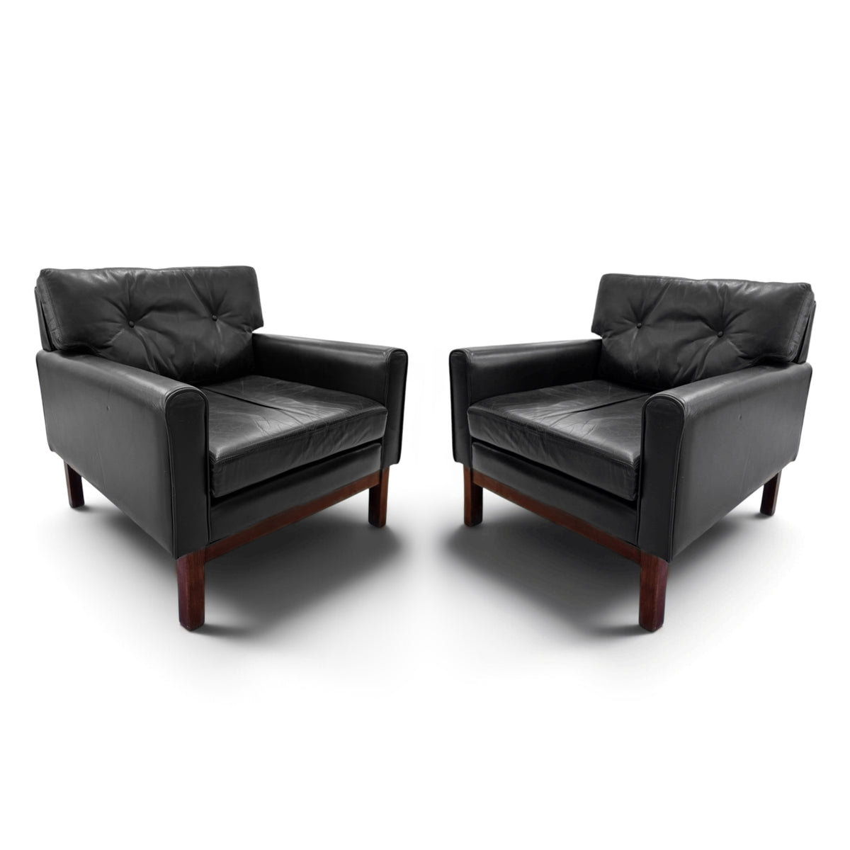 Leather & Rosewood Sofa Suite Consisting of Two Armchairs & 3-Seat Sofa, Pek-Oy for ASKO Finland, 1960