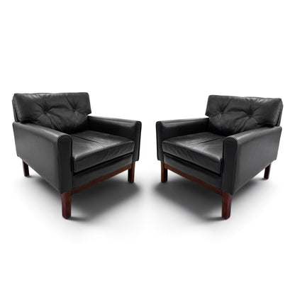 Leather & Rosewood Sofa Suite Consisting of Two Armchairs & 3-Seat Sofa, Pek-Oy for ASKO Finland, 1960