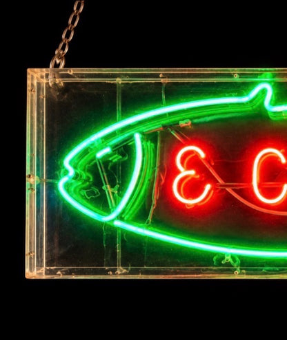 Original Vintage Tubular Neon Fish & Chips, Circa 1970