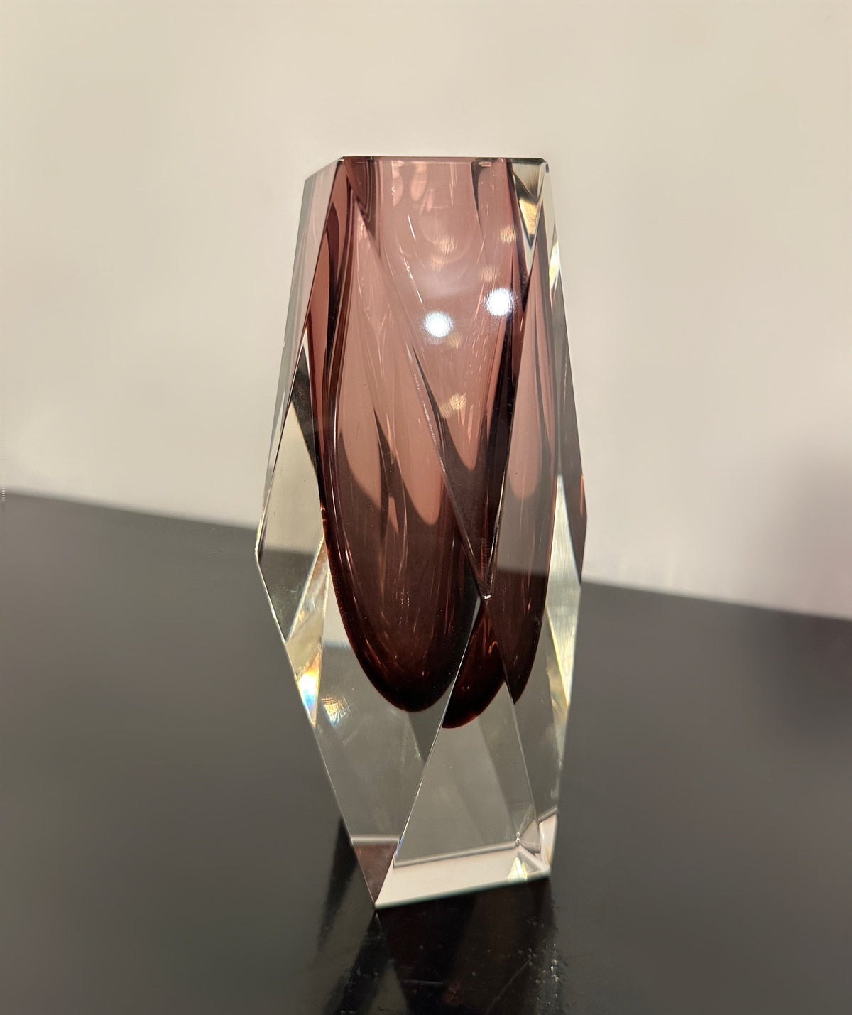 Midcentury Purple Murano Faceted Sommerso Glass Vessel Vase by Luigi Mandruzzato image 2