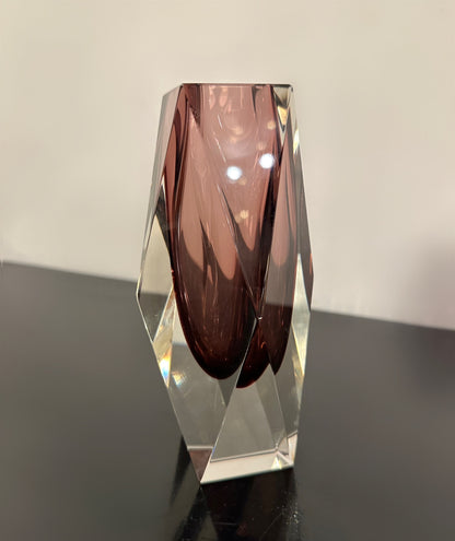Midcentury Purple Murano Faceted Sommerso Glass Vessel Vase by Luigi Mandruzzato image 2