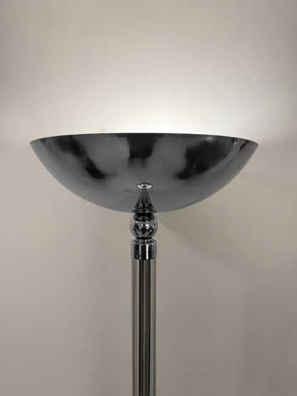 Art deco Style Uplighter Floor Lamp, Glass & Chrome by Karl Springer, 1978 image 3