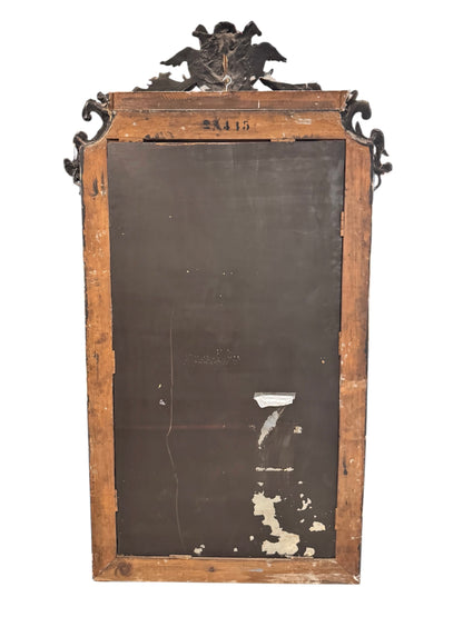Gothic Antique Victorian mirror with Silver leaf Inlay over Black Gesso Frame image 9