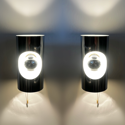 Pair of Chrome Wall lights by Philippe Rogier for Prova Denmark, 1970 image 6