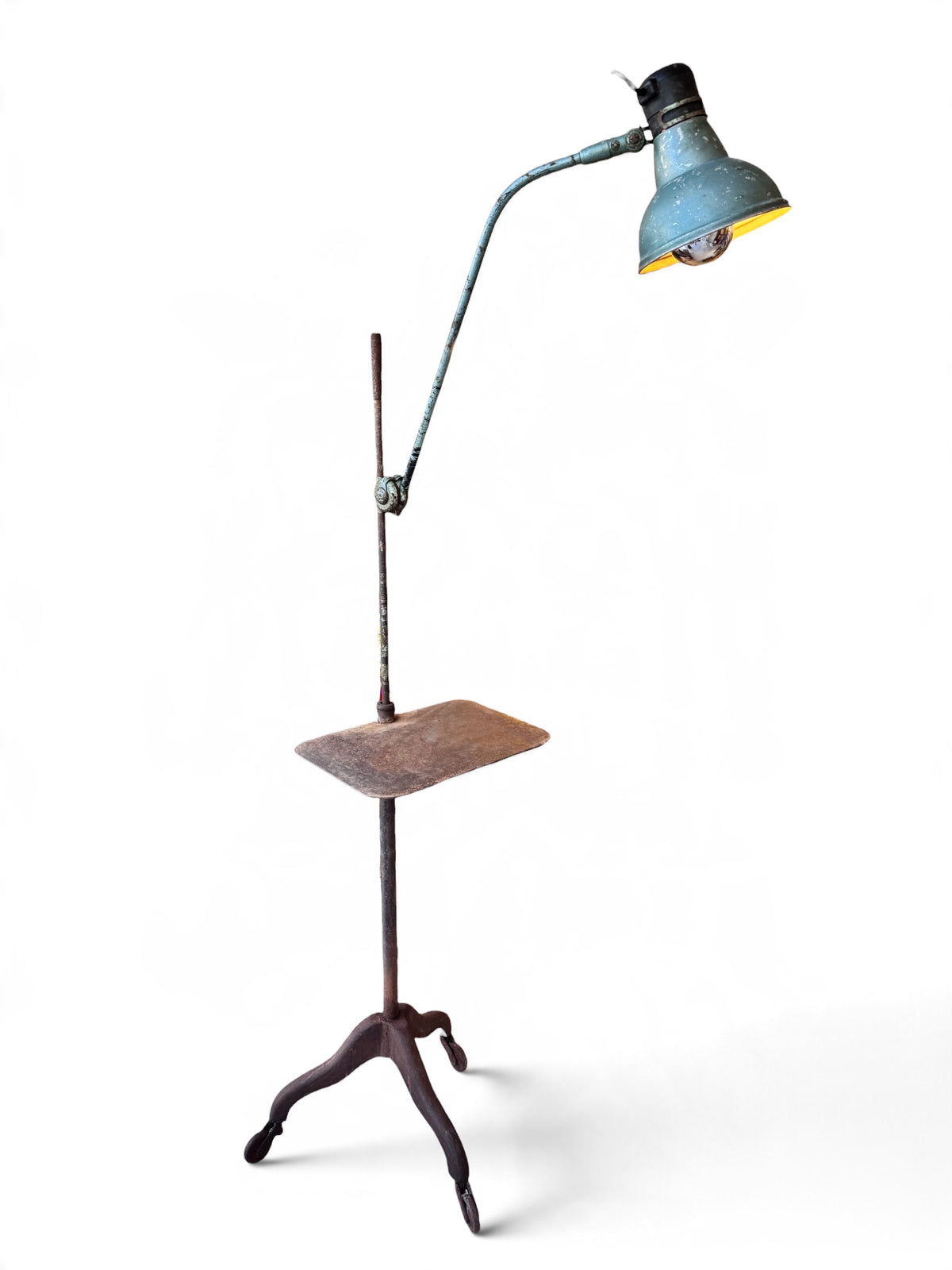 Edwardian Architects Adjustable Floor Lamp, with movable Table, 1900