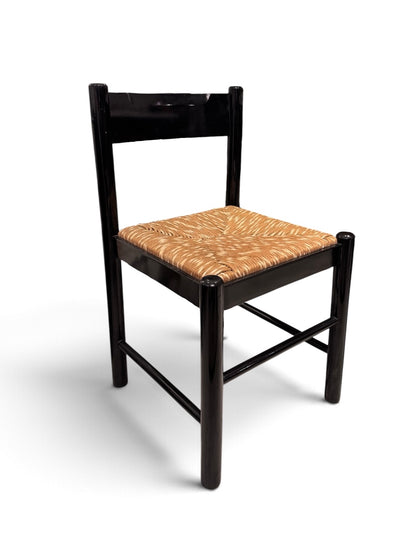 Vico Magistretti Carimate Dining suite, in rush and black Ebony, 1960