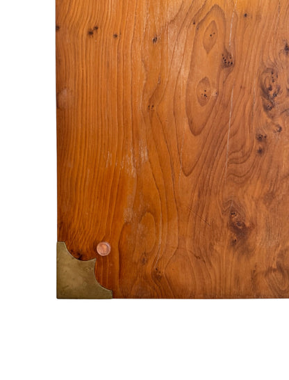 Double Sided Fine Scandinavian Burr Maple Campaign drawers with Brass Motifs  image 4