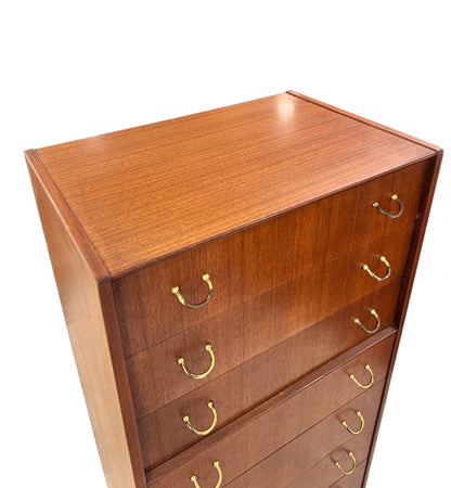 Gplan Tola Mahogany Tall boy Chest of Drawers designed by Victor Wilkinson, 1966