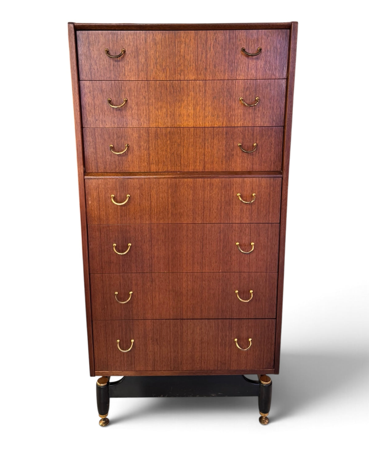 Gplan Tola Mahogany Tall boy Chest of Drawers designed by Victor Wilkinson, 1966