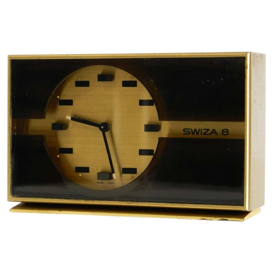 Mechanical Swiza 8 Table Clock in Brass with an 8-Day Movement, 1960s