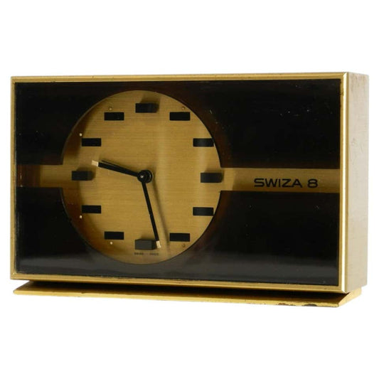 Mechanical Swiza 8 Table Clock in Brass with an 8-Day Movement, 1960s