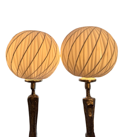 Modernist Pair of Spanish Human Form Male & Female Aluminium Study Lamps