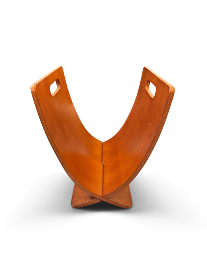 Cherry wood mid century Danish Magazine Holder, 1960