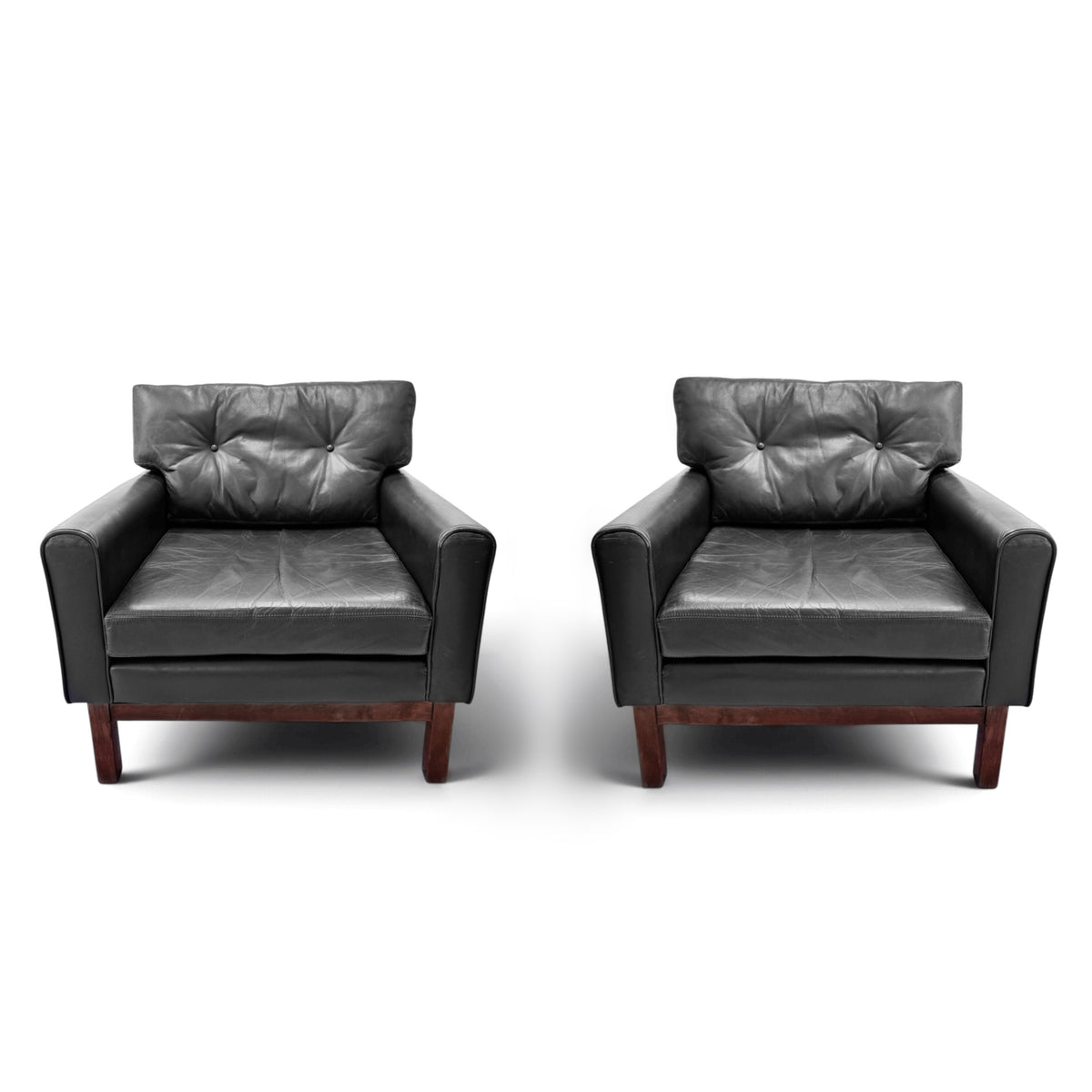 Leather & Rosewood Sofa Suite Consisting of Two Armchairs & 3-Seat Sofa, Pek-Oy for ASKO Finland, 1960