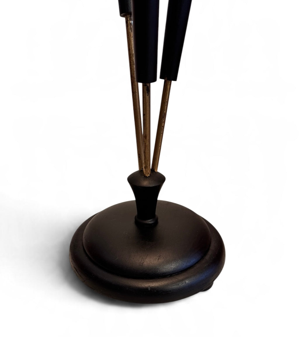 Original Tri-light Designed by Gerald Thurston for Lightolier Italy, Brass & Black Beech, 1954