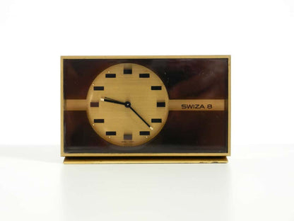 Mechanical Swiza 8 Table Clock in Brass with an 8-Day Movement, 1960s