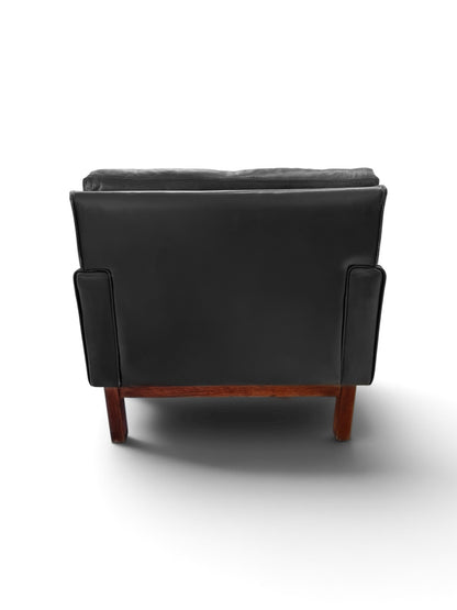 Leather & Rosewood Sofa Suite Consisting of Two Armchairs & 3-Seat Sofa, Pek-Oy for ASKO Finland, 1960