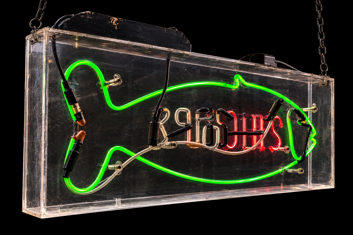 Original Vintage Tubular Neon Fish & Chips, Circa 1970