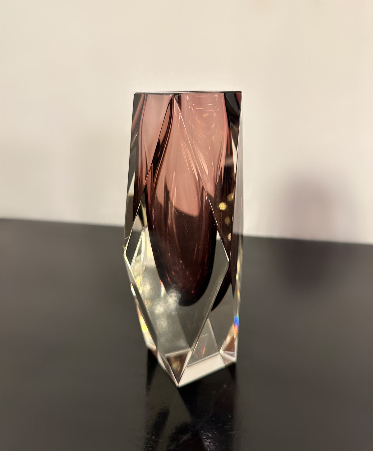 Midcentury Purple Murano Faceted Sommerso Glass Vessel Vase by Luigi Mandruzzato image 8