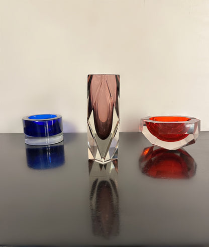 Midcentury Purple Murano Faceted Sommerso Glass Vessel Vase by Luigi Mandruzzato image 9