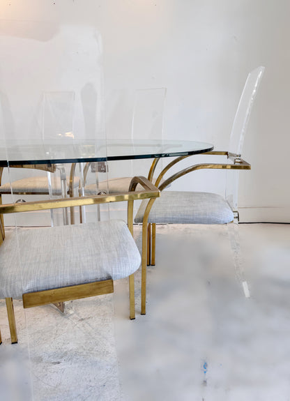 Lucite & Brass 8 Seat Dining Suite by Charles Hollis Jones, 1979 image 3
