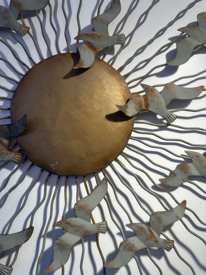 Midcentury Modern Metal Radial Sunburst sculpture ‘Birds In Flight’, 1970 image 3
