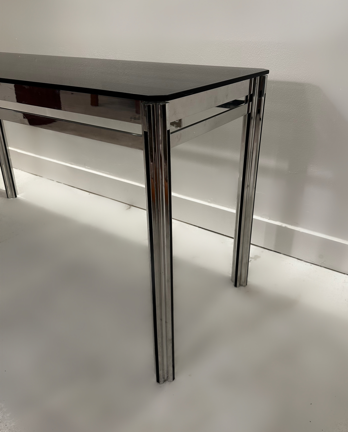 George ciancimino console table in Chrome and Smoked Glass, 1970 image 5