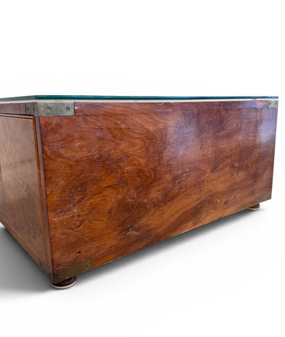 Double Sided Fine Scandinavian Burr Maple Campaign drawers with Brass Motifs  image 2