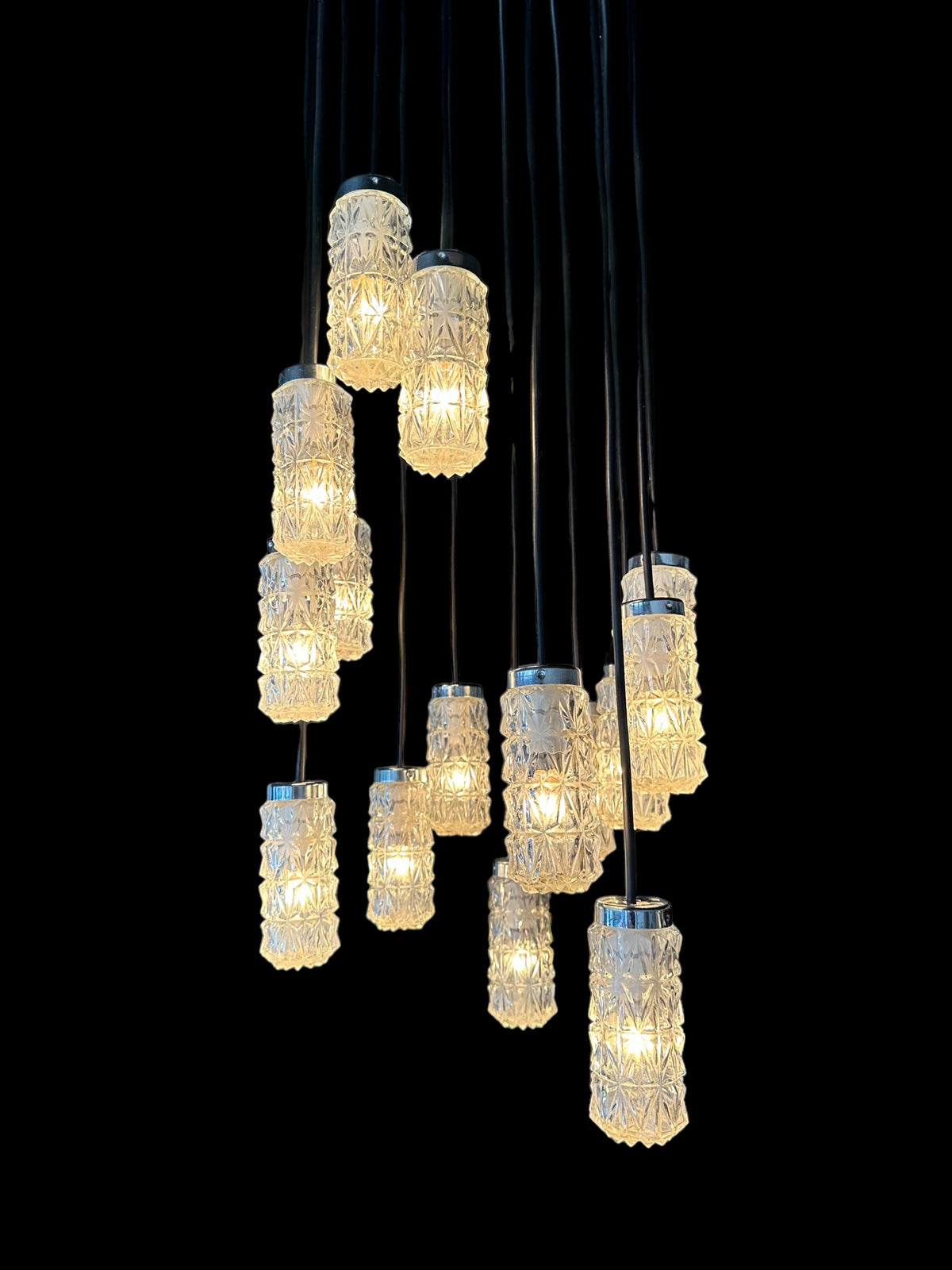 Rare Bespoke Crystal and Chrome Mid century chandelier by RAAK Amsterdam 1965  image 4