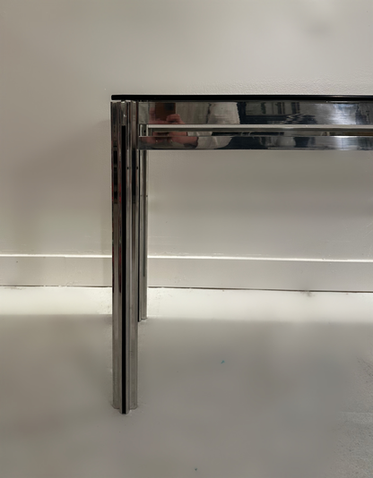 George ciancimino console table in Chrome and Smoked Glass, 1970 image 3
