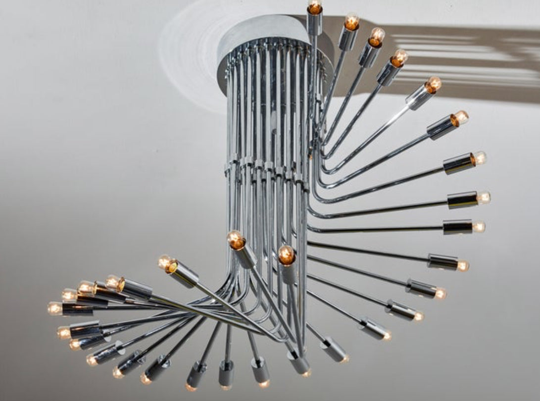 Ultra rare Italian Spiral Chrome Chandelier by Gaetano Sciolari, 1970s image 4
