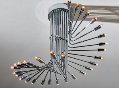 Ultra rare Italian Spiral Chrome Chandelier by Gaetano Sciolari, 1970s image 4