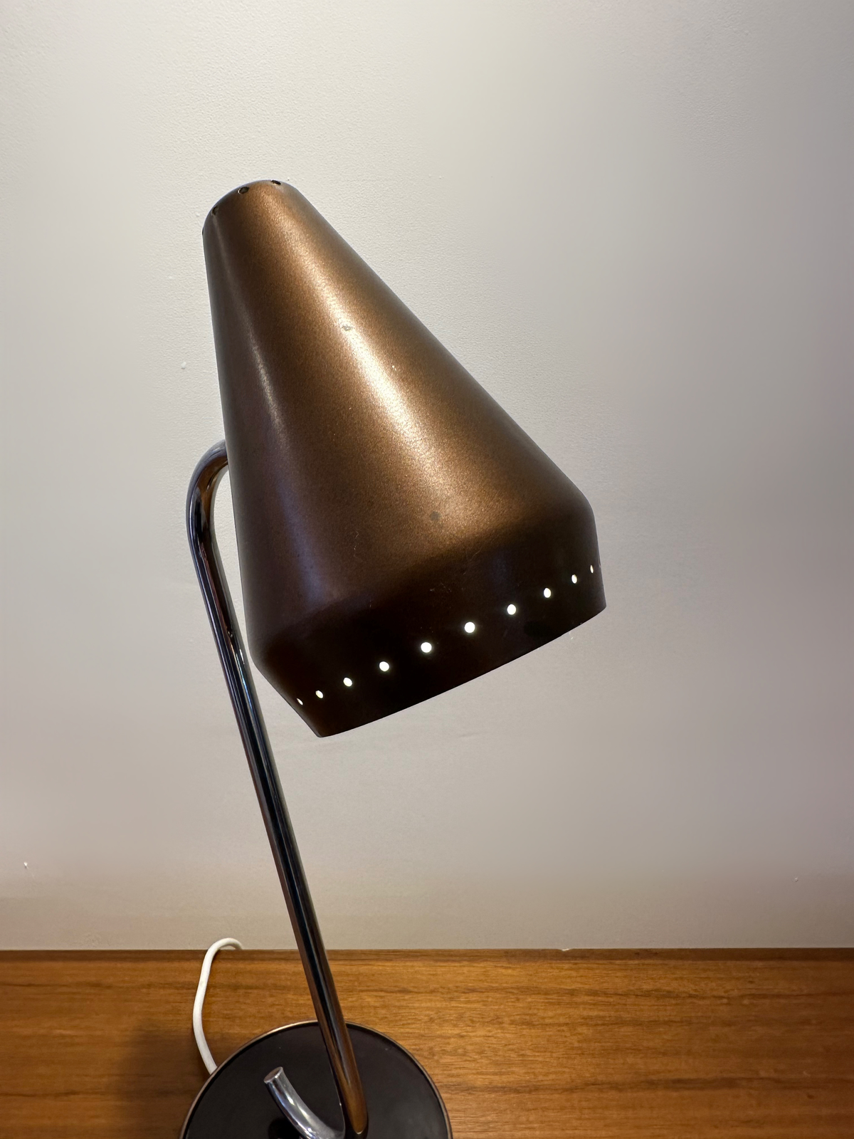 Original Mid Century Chrome and Brass Shop Fitting Lamp Courtney Pope, 1950 image 8
