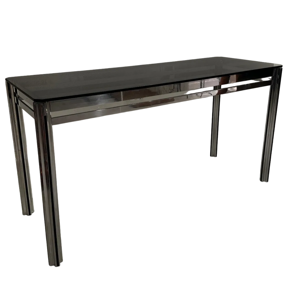 George ciancimino console table in Chrome and Smoked Glass, 1970 image 0