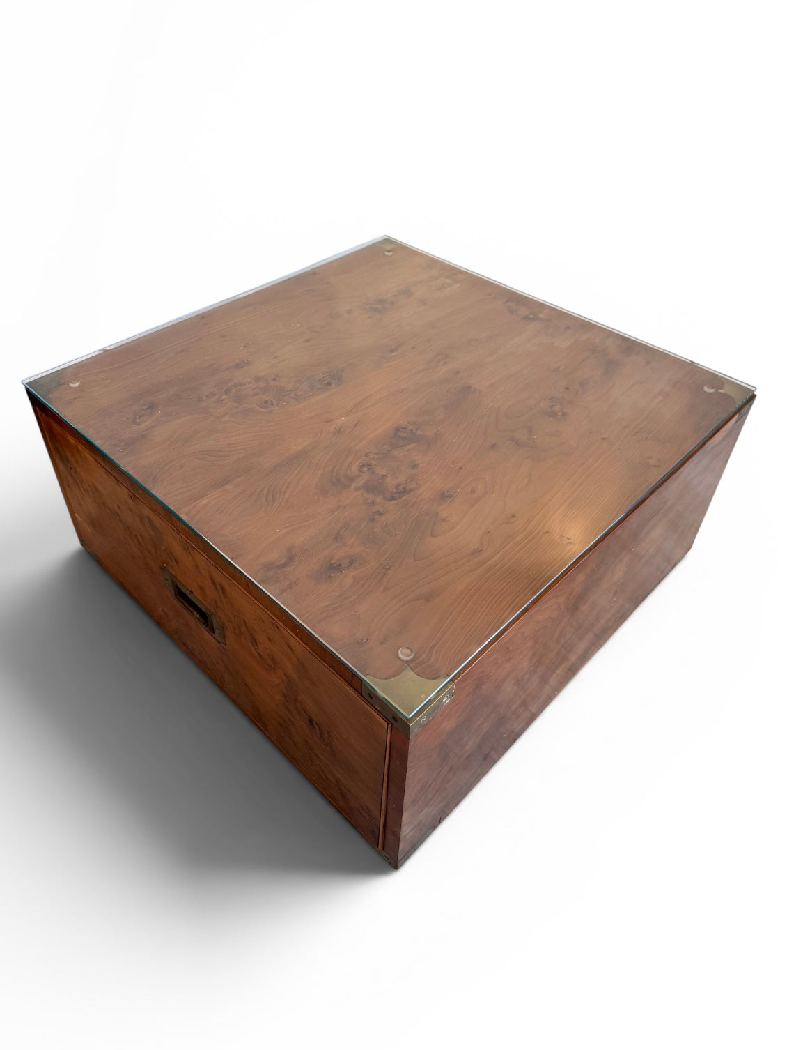 Double Sided Fine Scandinavian Burr Maple Campaign drawers with Brass Motifs  image 5