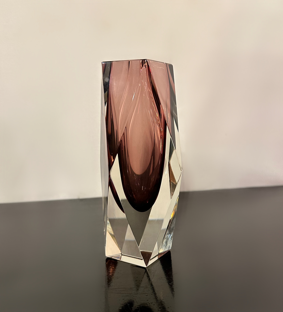 Midcentury Purple Murano Faceted Sommerso Glass Vessel Vase by Luigi Mandruzzato image 3
