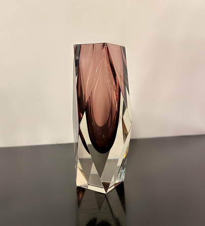 Midcentury Purple Murano Faceted Sommerso Glass Vessel Vase by Luigi Mandruzzato image 3