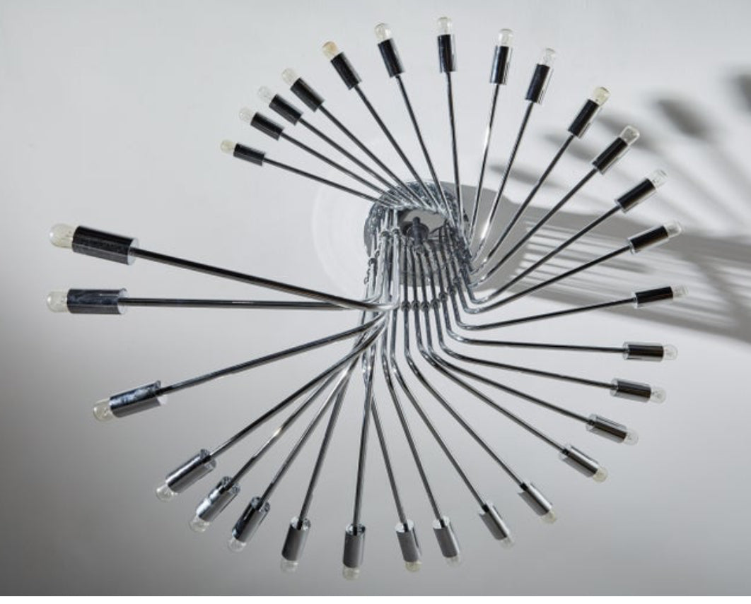 Ultra rare Italian Spiral Chrome Chandelier by Gaetano Sciolari, 1970s image 6