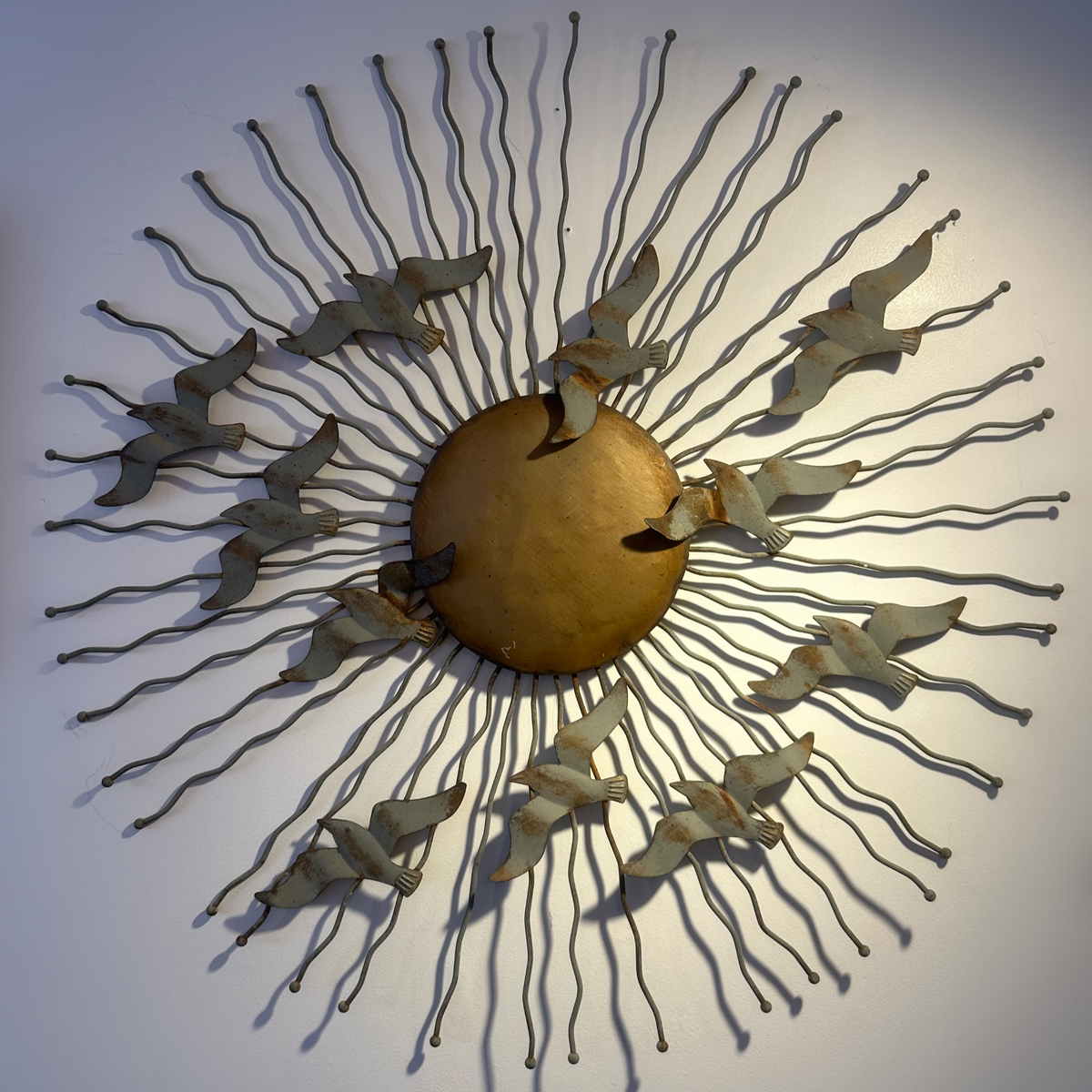 Midcentury Modern Metal Radial Sunburst sculpture ‘Birds In Flight’, 1970 image 0