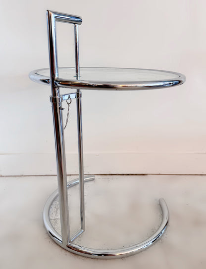 Adjustable glass and chrome E1027 side table by Eileen Gray for Habitat, 1980 image 3