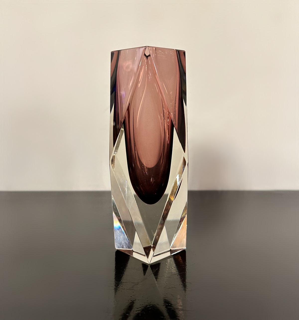 Midcentury Purple Murano Faceted Sommerso Glass Vessel Vase by Luigi Mandruzzato image 1