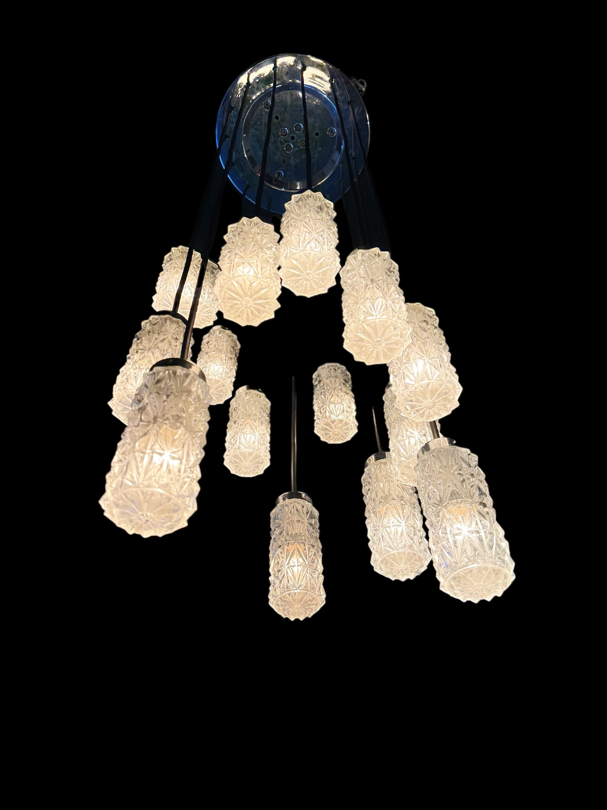 Rare Bespoke Crystal and Chrome Mid century chandelier by RAAK Amsterdam 1965  image 1