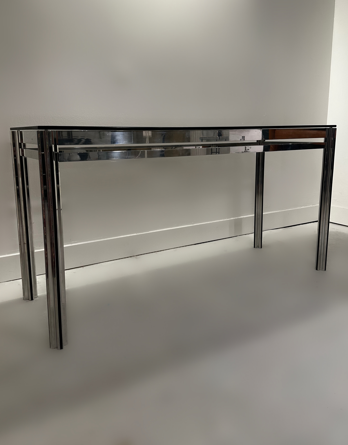 George ciancimino console table in Chrome and Smoked Glass, 1970 image 1