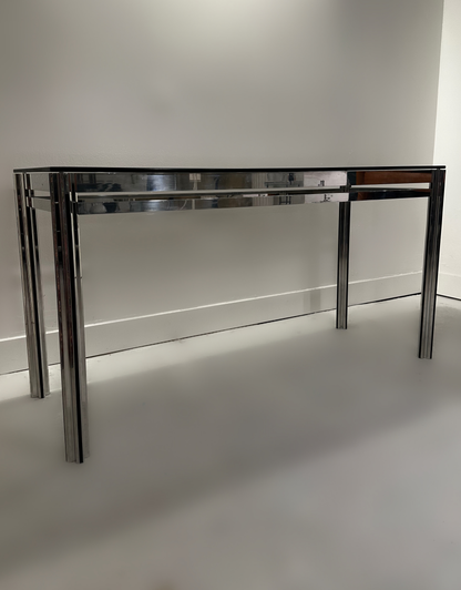 George ciancimino console table in Chrome and Smoked Glass, 1970 image 1