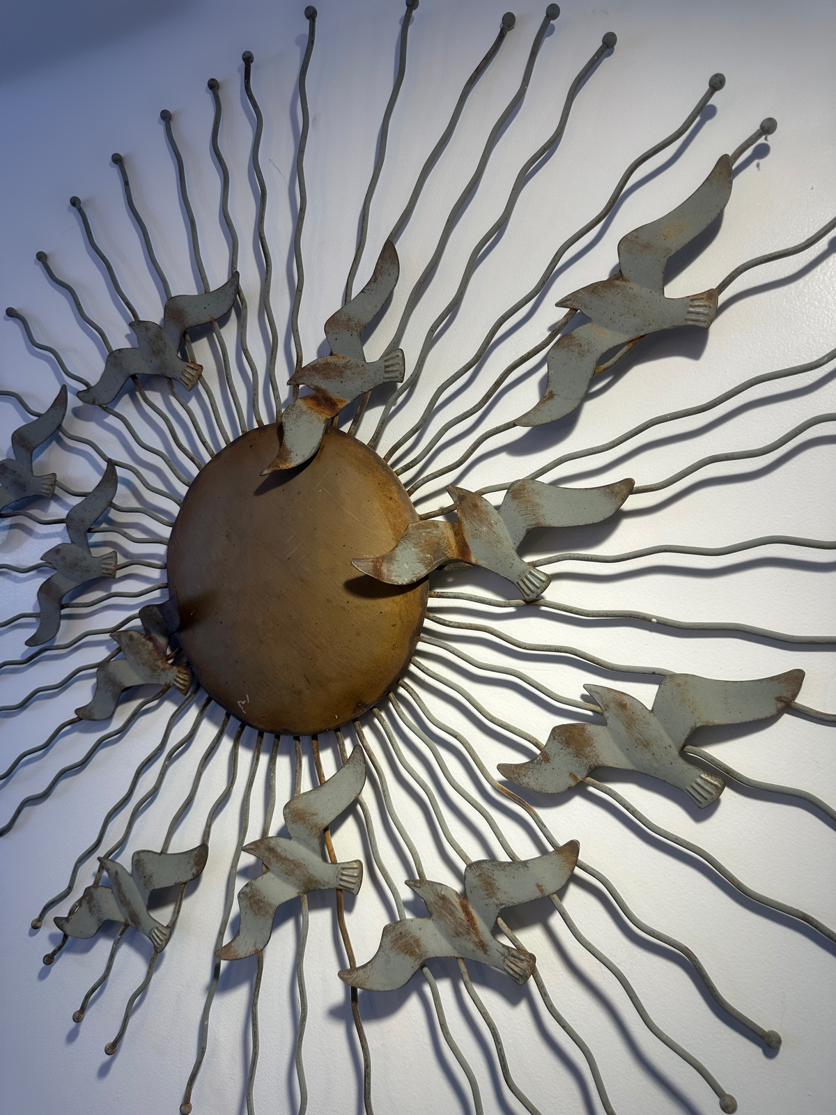 Midcentury Modern Metal Radial Sunburst sculpture ‘Birds In Flight’, 1970 image 2