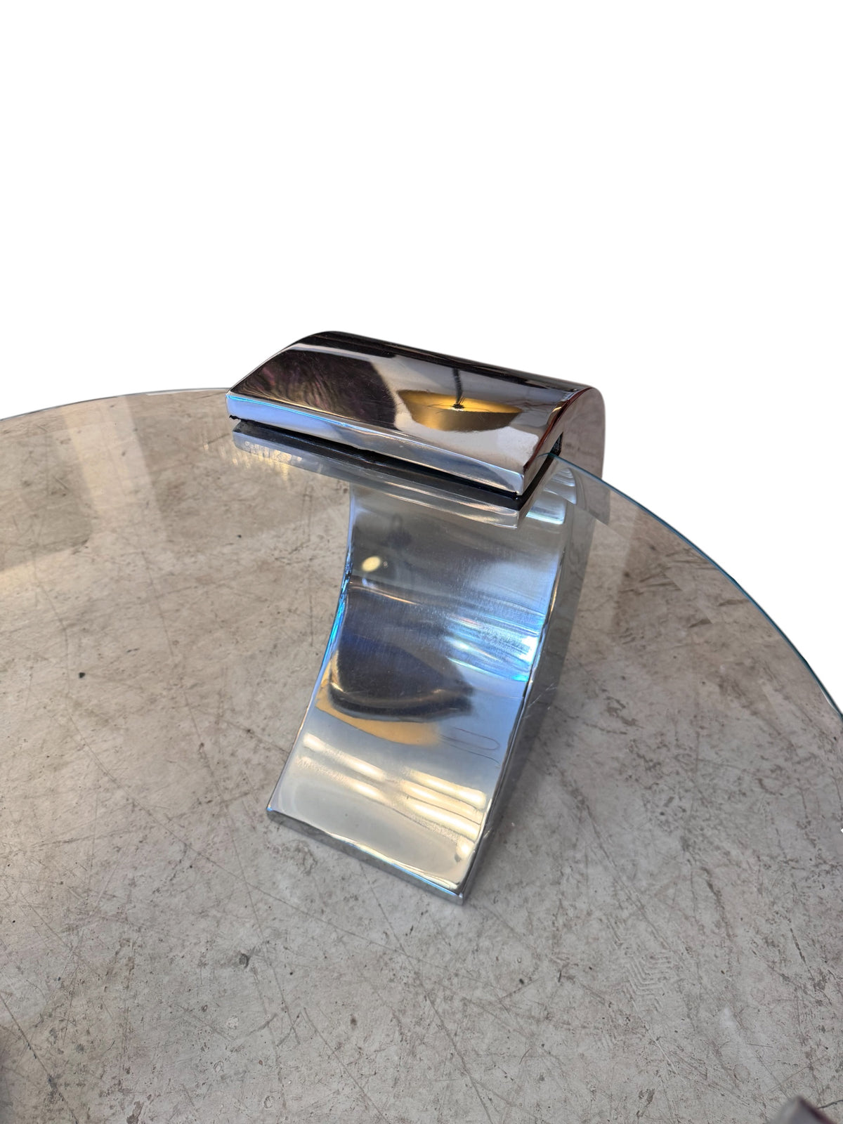 Mid century chrome & Glass Coffee table with Cantilever legs by Karl Springer image 3